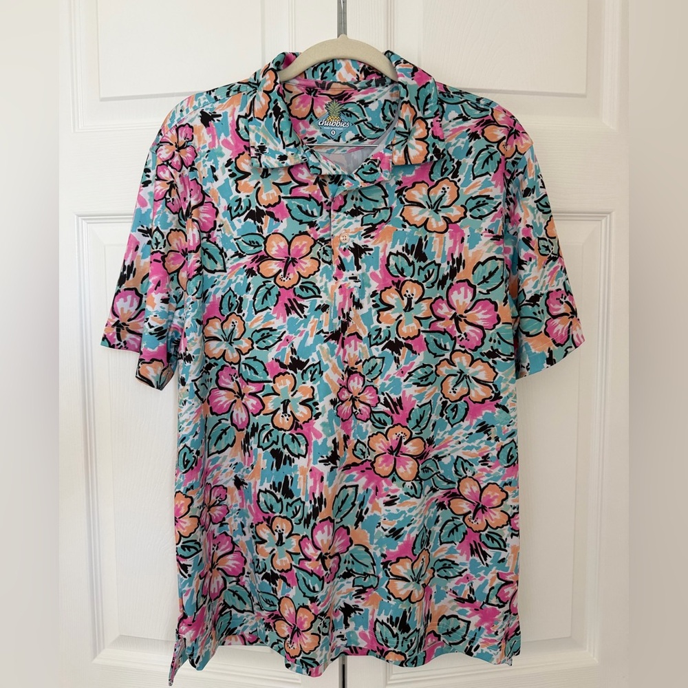 Chubbies Men's Vibrant Floral Shirt - Blue and Pink SMALL